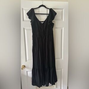 Nine West Black Ruffled Midi Dress